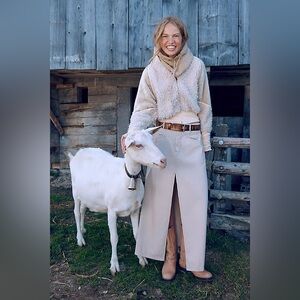 WE the FREE • free people come as you are cord maxi skirt - ecru size 14